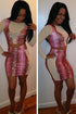 Sexy Rosy Snakeskin High Waist Skirt Set